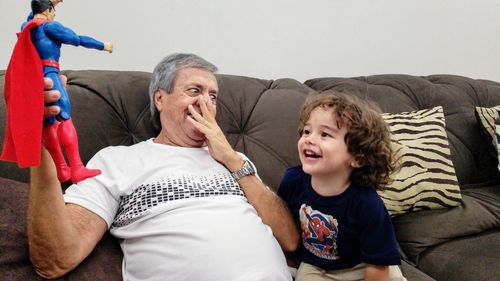 Father and daughter at home