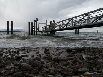 View of bridge over sea against sky