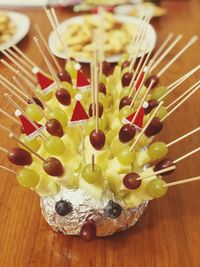 High angle view of fruits on table