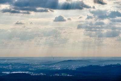 Aerial view of sea against sky