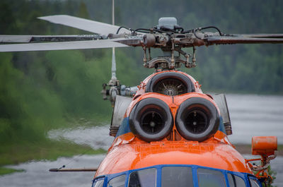 Close-up of coin-operated binoculars on airplane