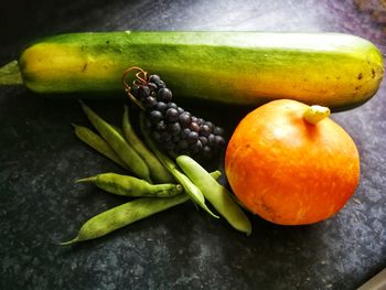 High angle view of fruits on table