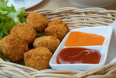 Close-up of bread in basket