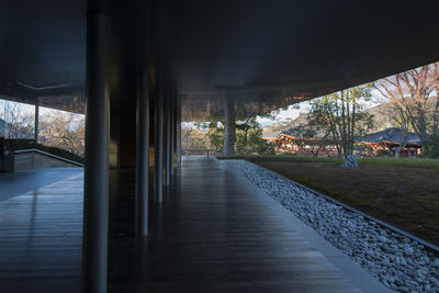 Empty bridge amidst trees