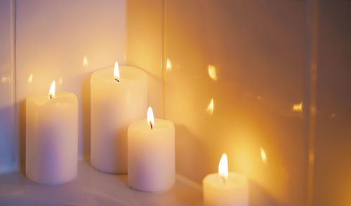 Close-up of illuminated candles