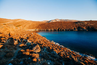 Scenic view of sea against clear sky