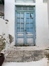 Closed door of building