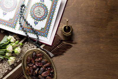 High angle view of decoration on table