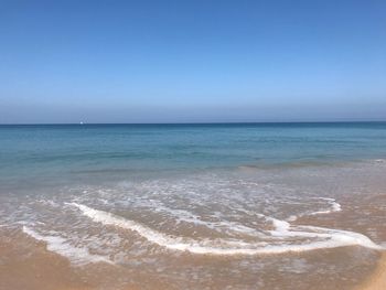 Scenic view of sea against clear sky