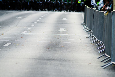 Barricades by empty road