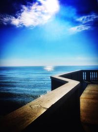 Scenic view of sea against cloudy sky