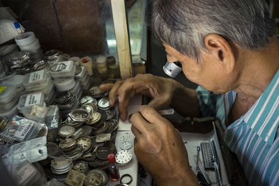 Close-up of man working