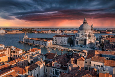 Aerial view of santa maria della salute church in venice