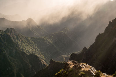 Scenic view of mountains against sky