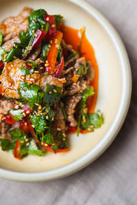 Close-up of food in plate on table