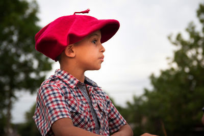 Portrait of south american boy wearing traditional clothing