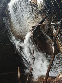 High angle view of waterfall