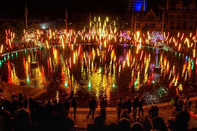 Illuminated lights at night