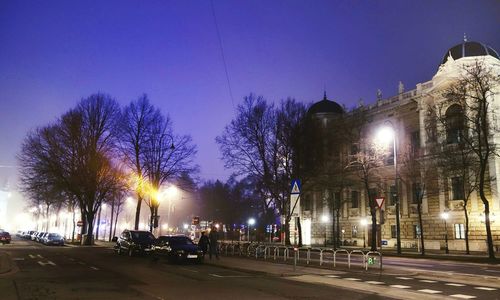 Illuminated street light at night