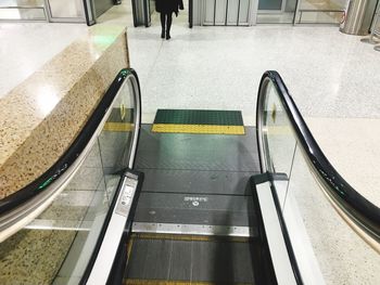 High angle view of escalator