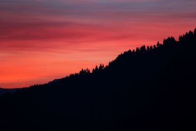 Silhouette trees against sky during sunset