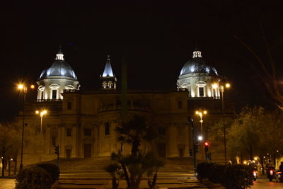 View of illuminated church at night