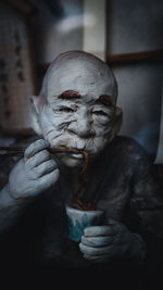 Close-up of human statue