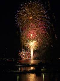 Firework display at night