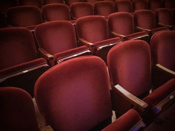 High angle view of empty chairs