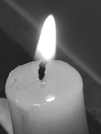 Close-up of burning candle