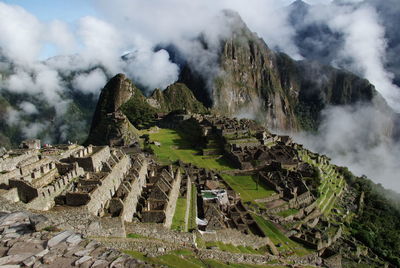 Panoramic view of majestic mountains against sky