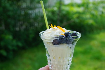 Close-up of hand holding drink