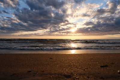 Scenic view of sea against sky during sunset