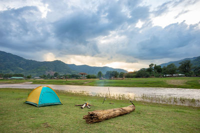 Scenic view of field against sky