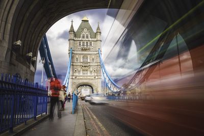 Road passing through city