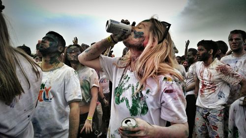 Close-up of woman against sky