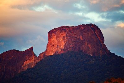 Scenic view of mountains against sky during sunset