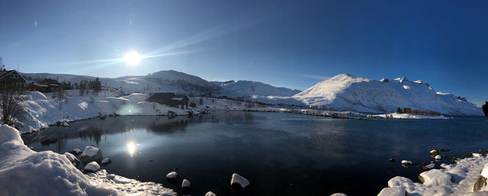 Scenic view of frozen lake in the arctic cirlce