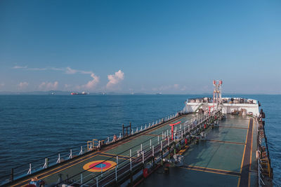 Scenic view of sea against blue sky