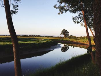 Scenic view of lake against sky