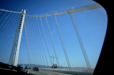 Low angle view of suspension bridge