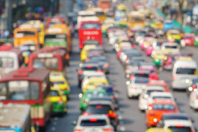 Close-up of traffic on road in city