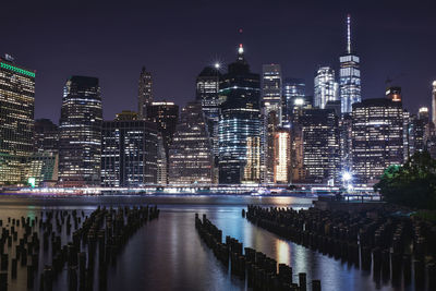 Illuminated city at night