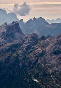 Aerial view of landscape with mountain range in background