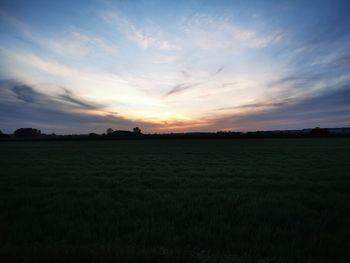 Scenic view of field against sky during sunset