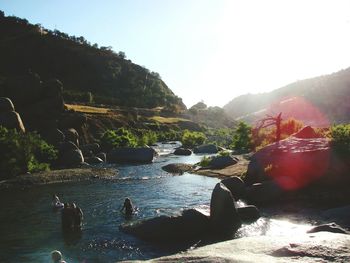 Scenic view of mountains against clear sky