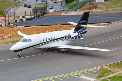 High angle view of airport runway