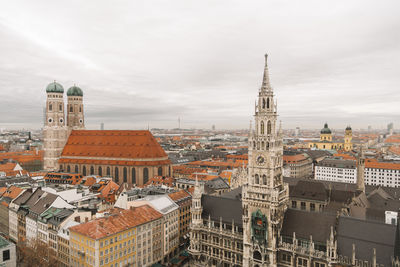 High angle view of buildings in city