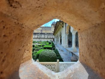 Buildings seen through window