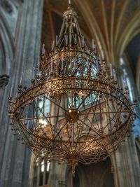 Low angle view of illuminated lanterns hanging on ceiling